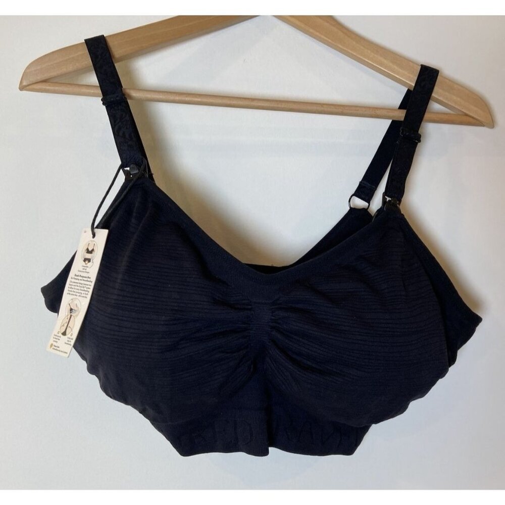 New Kindered Bravely Dual Purpose Bra Breastfeeding Pumping Black Large Busty